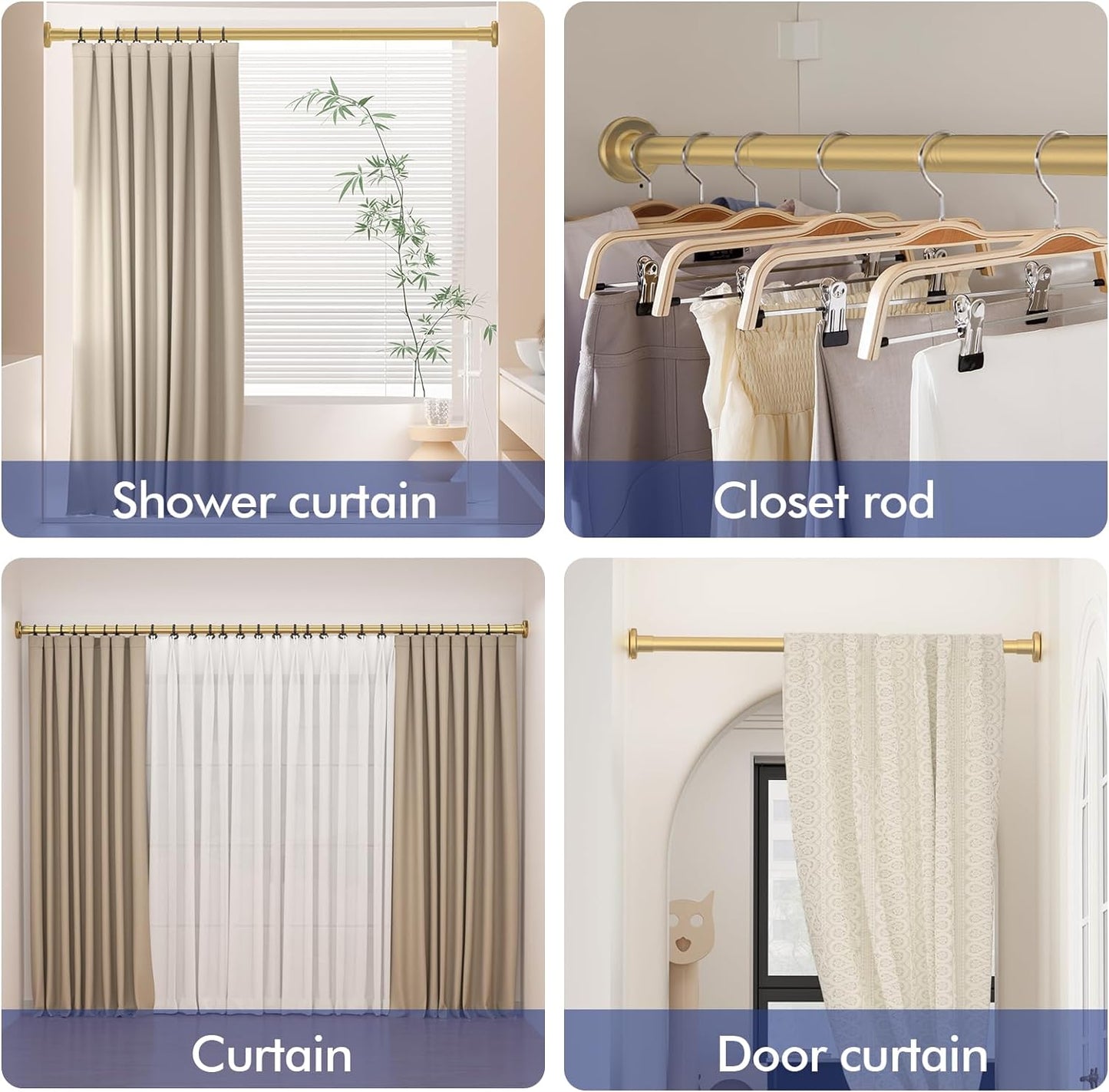 CURTAINS: No Drill Tension Rod (Color Options)