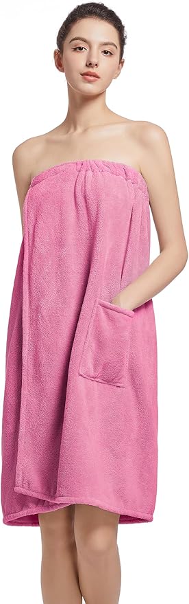 dorm towel wrap full length in hot pink