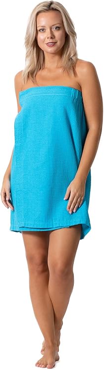 dorm waffle towel wrap short in blue