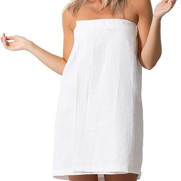 dorm waffle towel wrap short in white