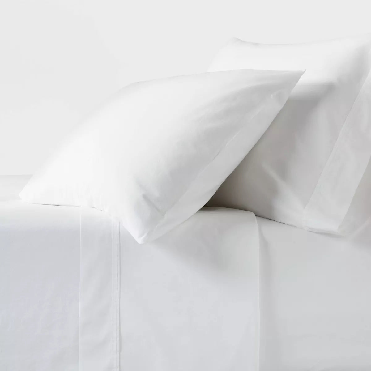 100% cotton percale, Target 350 thread count, twin xl dorm sheets in white