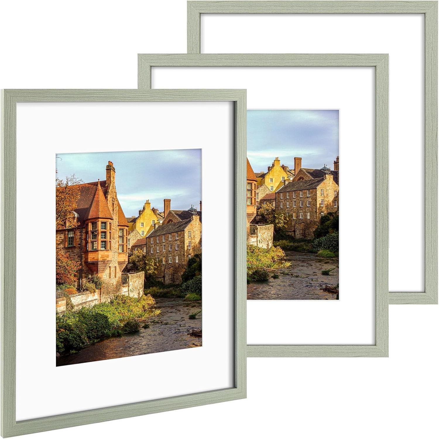 Three grey poster frames for dorm decor