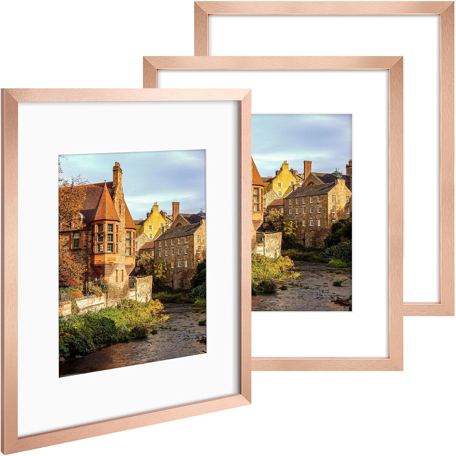 Three rose gold poster frames for dorm decor