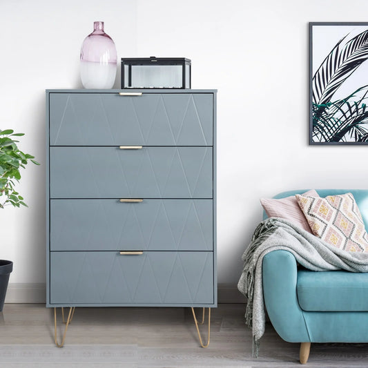 Chest of 4 drawers for dorm in blue grey