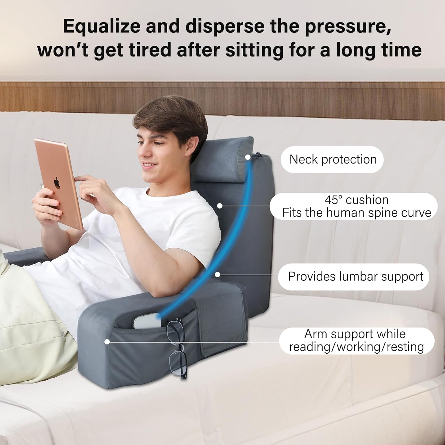 Adjustable dorm backrest pillow husband