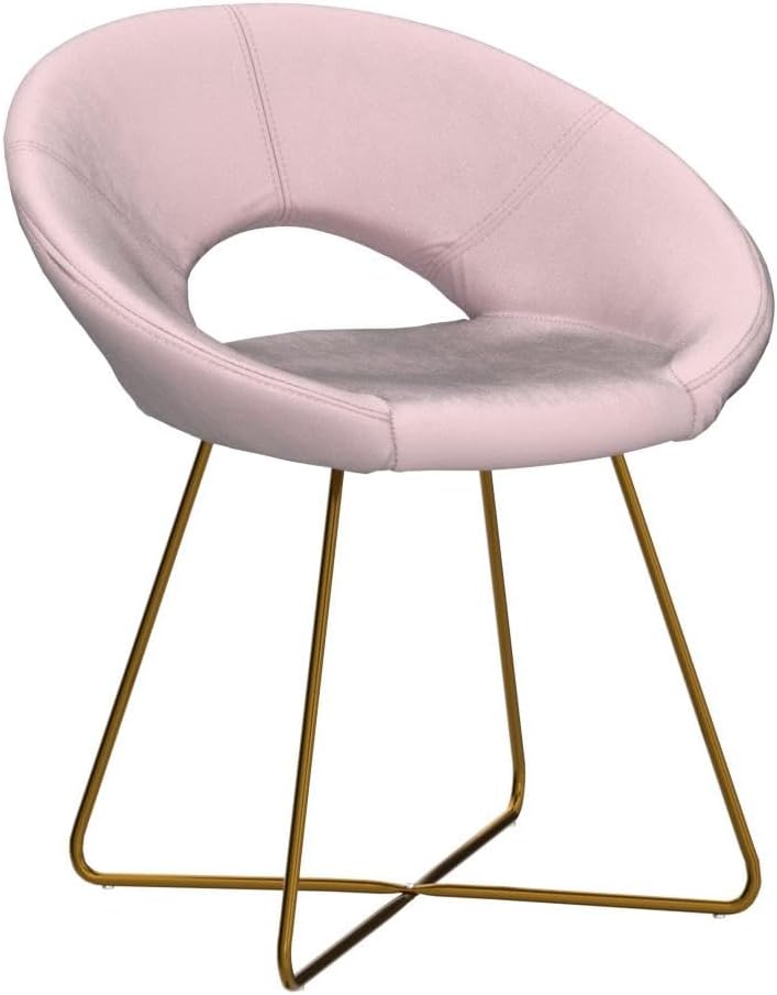 slim, space saver dorm accent chair in pink blush velvet